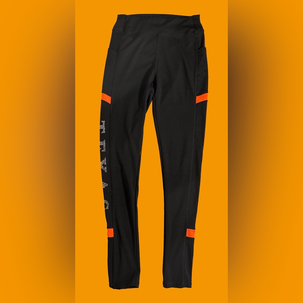 University of Texas Rhinestone Leggings in Black & Burnt Orange - Picture 3 of 4